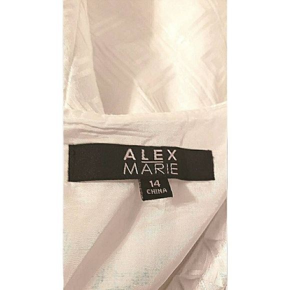 Alex Marie White Midi Sleeveless Square Print Pattern Cocktail & Party Dress -14 - Picture 3 of 8
